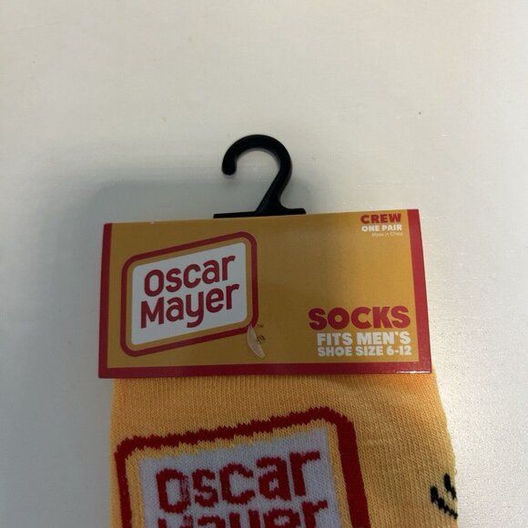 Oscar Mayer YELLOW Print Novelty Crew Socks - Men’s Size 6-12 Weinermobile - Picture 4 of 5